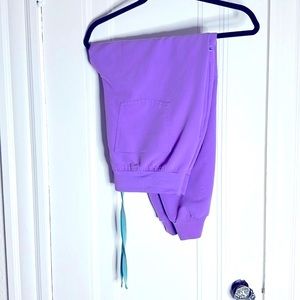 Figs High Waisted Zamora Jogger Scrub Pants Lilac Dawn Size LP